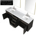 Modern 84-inch Black Melamine Floor Mounted Bathroom Storage Vanity Combo