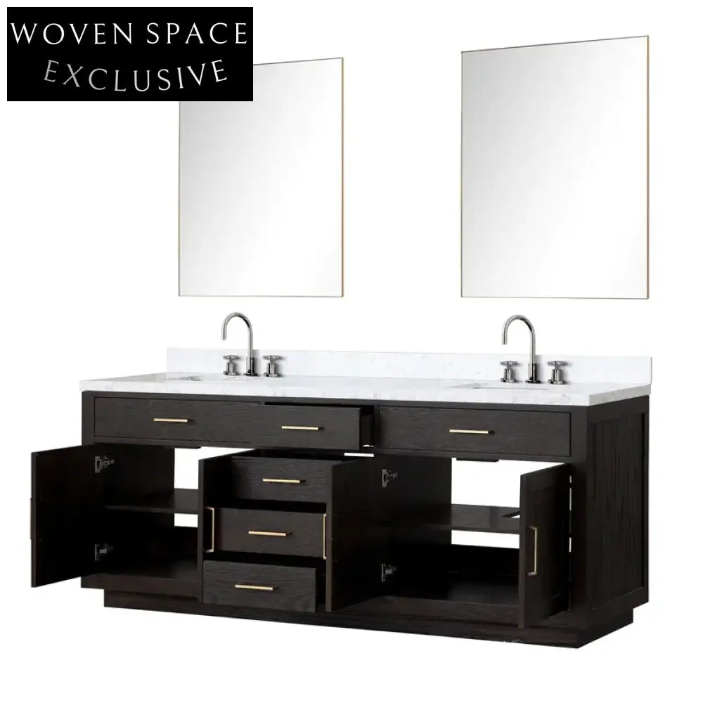 Modern 84-inch Black Melamine Floor Mounted Bathroom Storage Vanity Combo