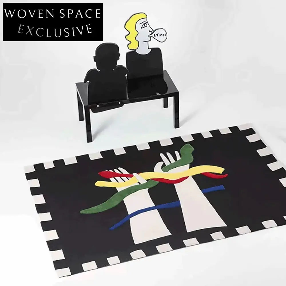 Modern Abstract Area Rug for Living Room, Bedroom, Hand-Tufted Polyester Carpet