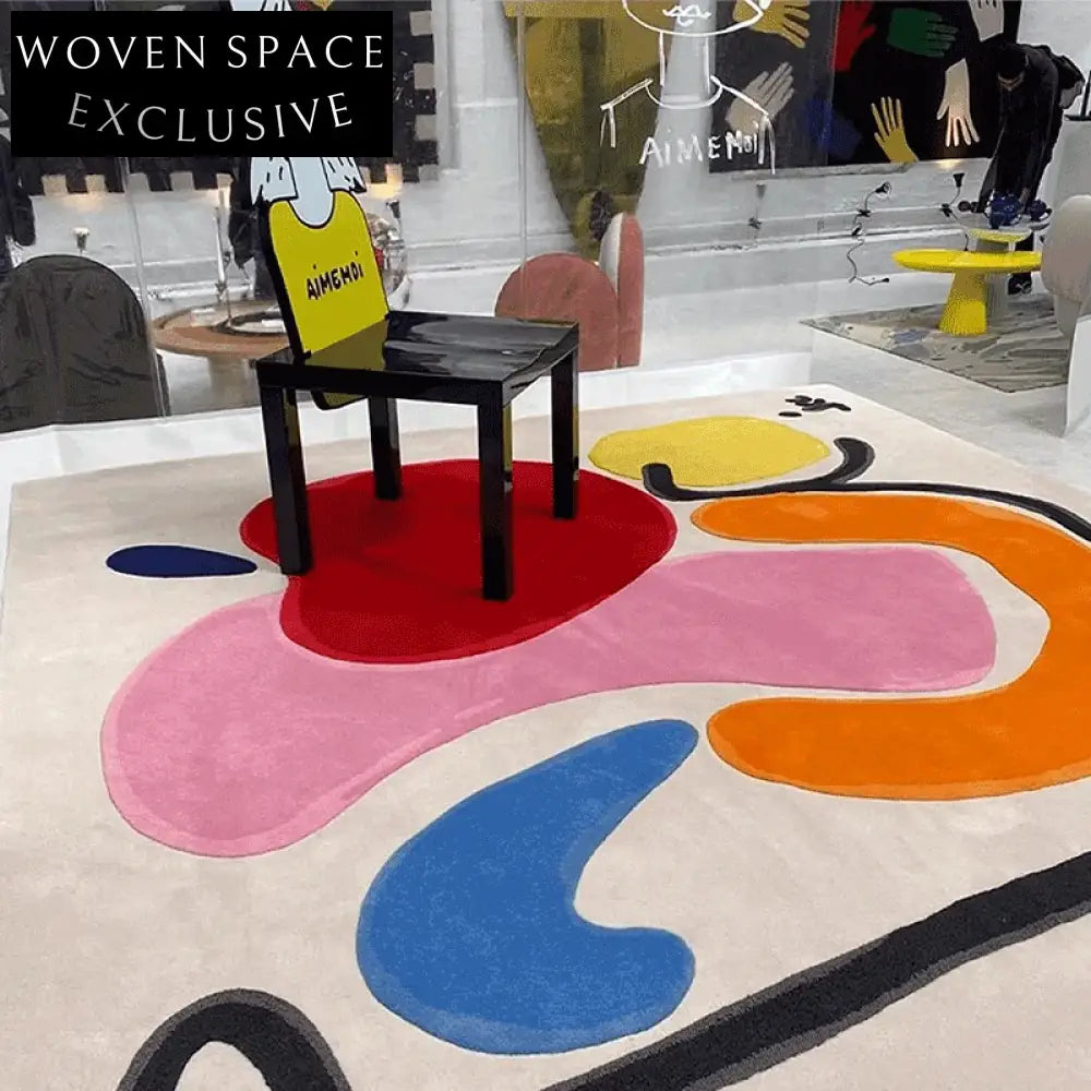 Modern Abstract Area Rug for Living Room, Bedroom, Hand-Tufted Polyester Carpet