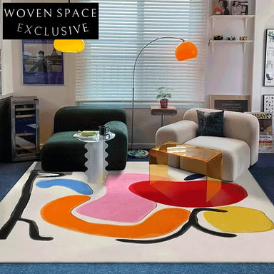 Modern Abstract Area Rug for Living Room, Bedroom, Hand-Tufted Polyester Carpet
