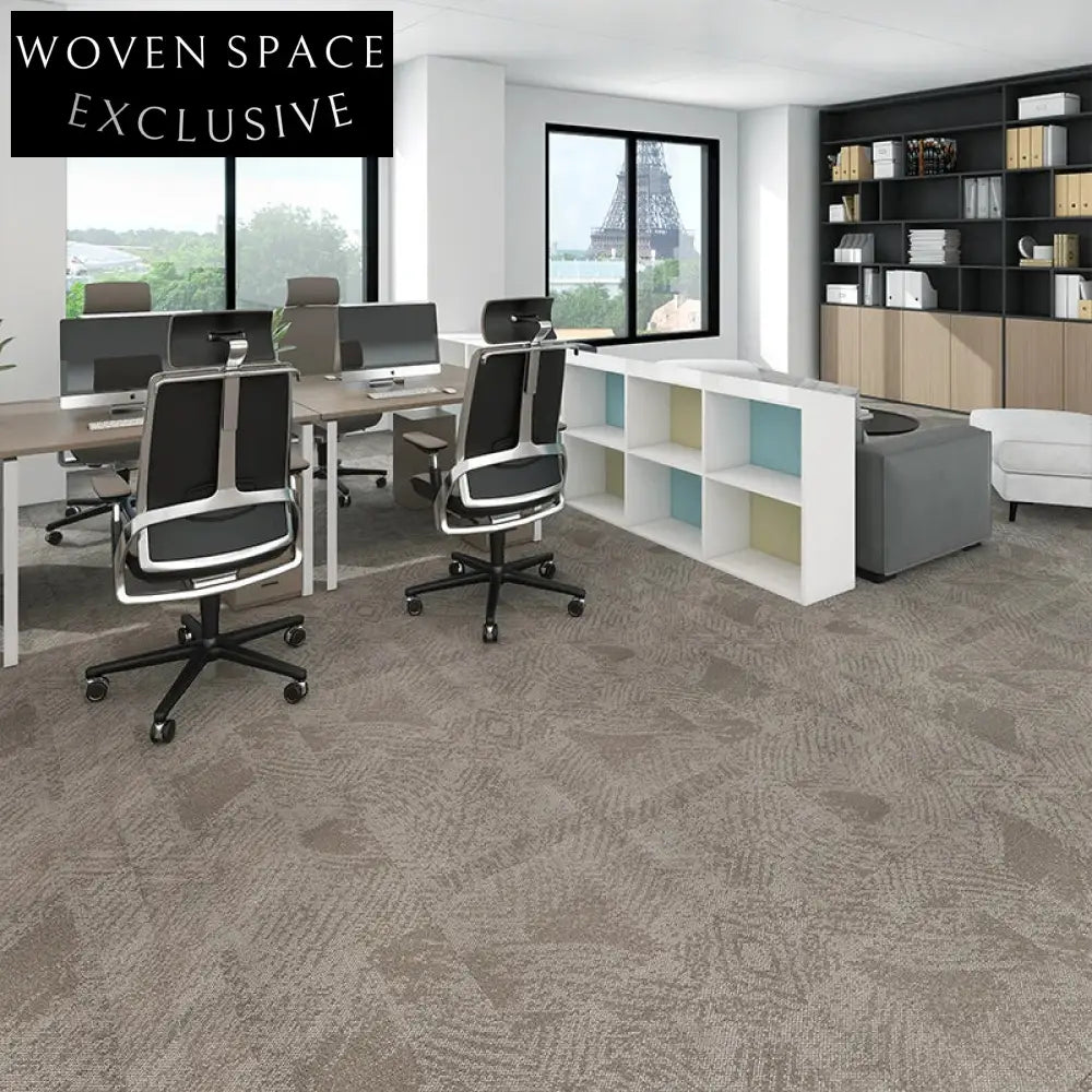 Modern Abstract Commercial Office Building Polypropylene Carpet Tiles, Free Splicing