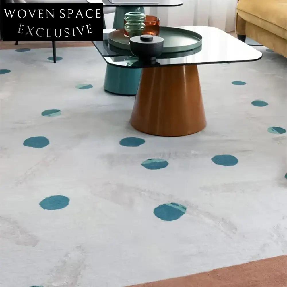 Modern Abstract Cream Hand-Tufted Polyester Area Rug for Living Room Decor