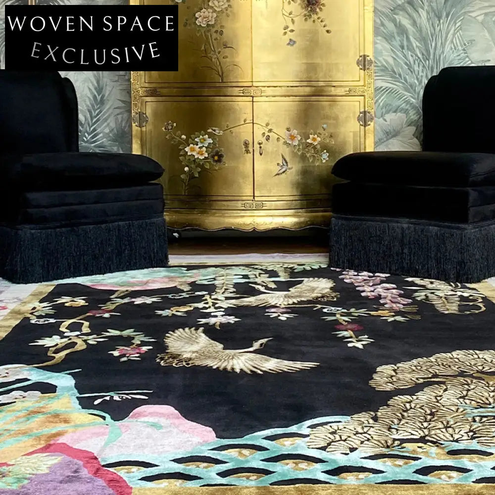 Modern Abstract Floral Bird Polyester Area Rug for Home Living Room Bedroom Floor