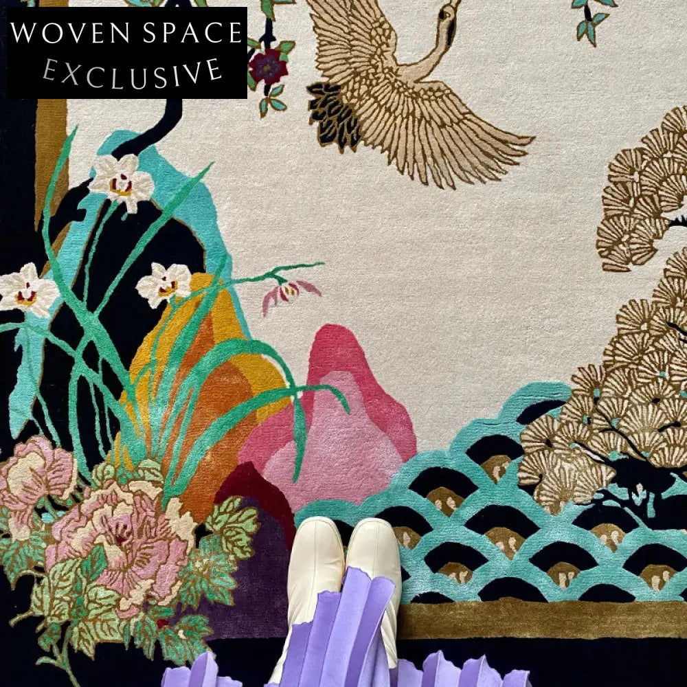 Modern Abstract Floral Bird Polyester Area Rug for Home Living Room Bedroom Floor