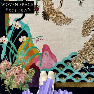 Modern Abstract Floral Bird Polyester Area Rug for Home Living Room Bedroom Floor