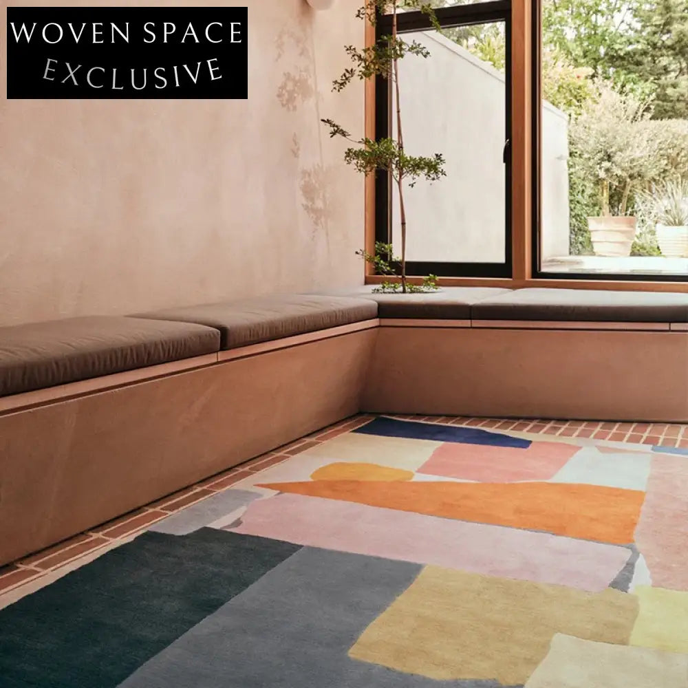 Modern Abstract Geometric Polyester Rug, Hand Tufted Design for Living Room