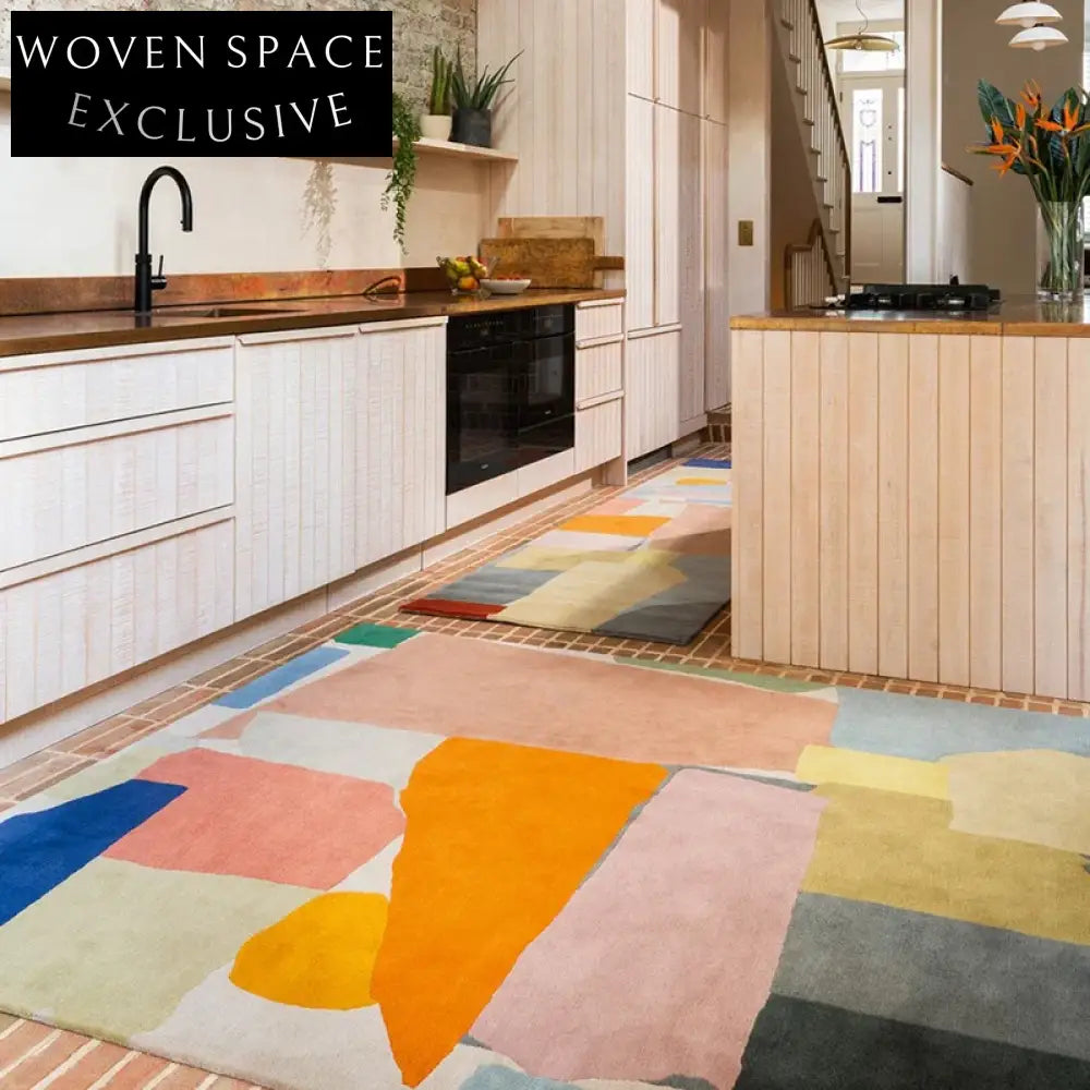 Modern Abstract Geometric Polyester Rug, Hand Tufted Design for Living Room