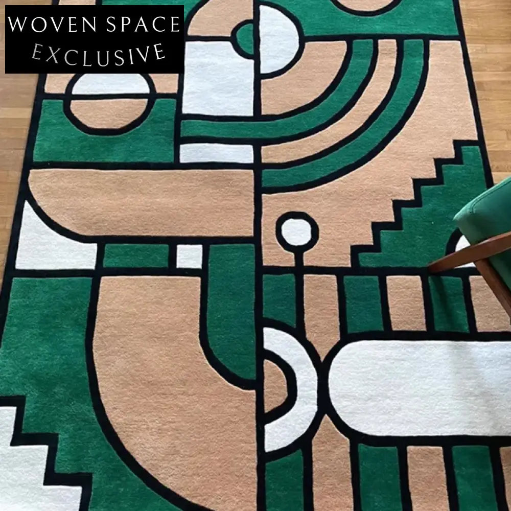 Modern Abstract Handmade Polyester Area Rug for Living Room Bedroom Decor
