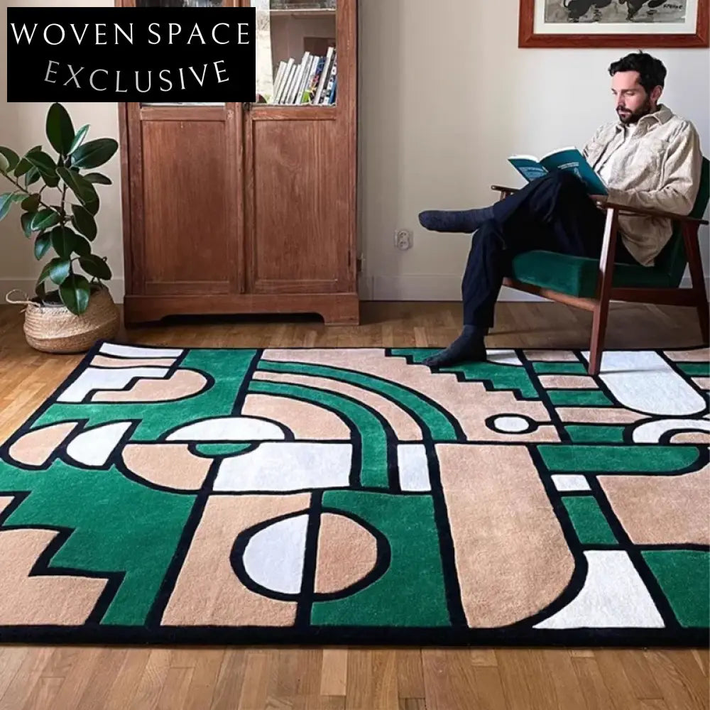 Modern Abstract Handmade Polyester Area Rug for Living Room Bedroom Decor