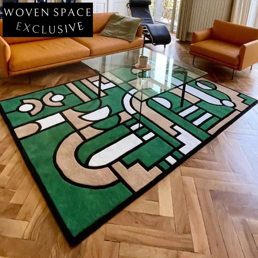 Modern Abstract Handmade Polyester Area Rug for Living Room Bedroom Decor