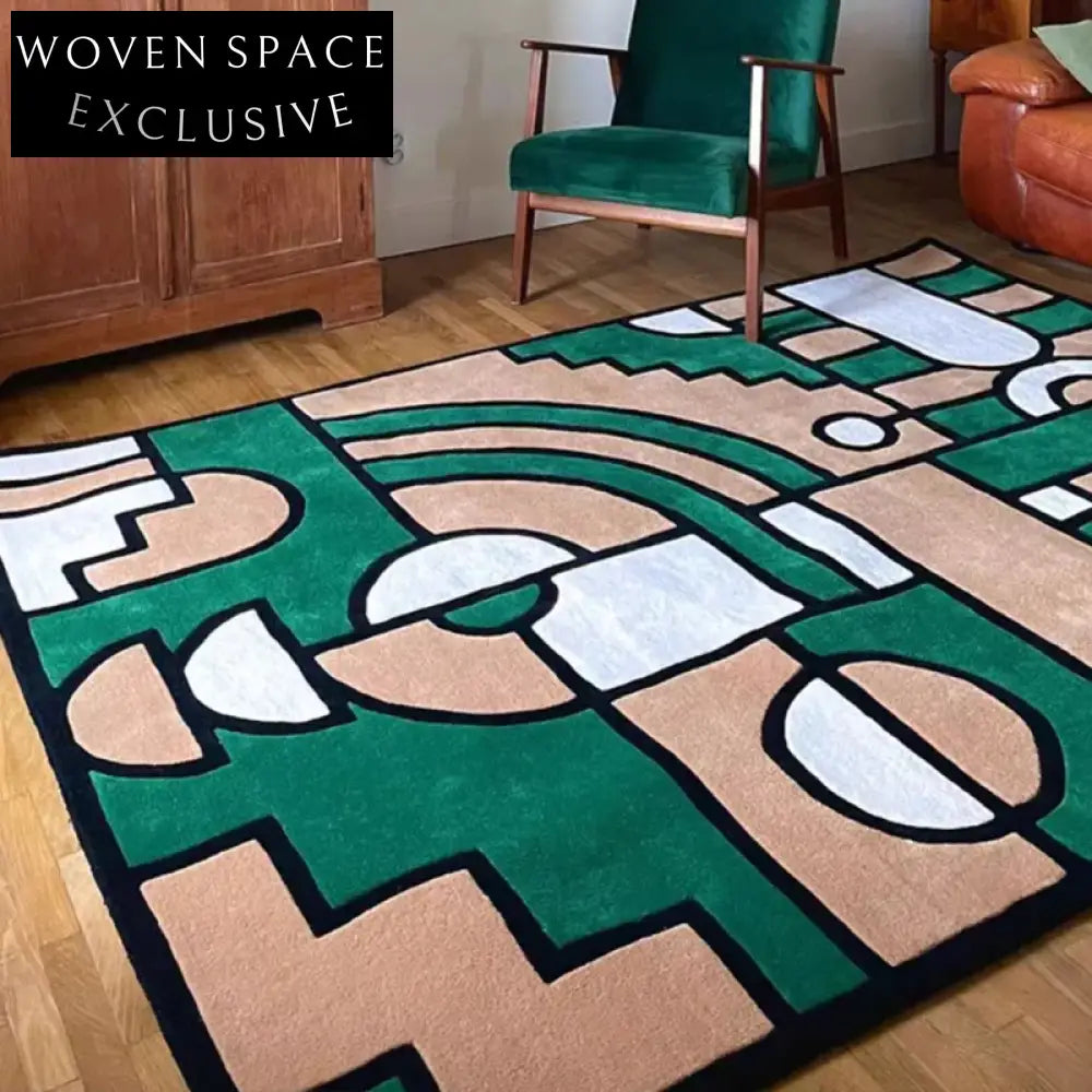 Modern Abstract Handmade Polyester Area Rug for Living Room Bedroom Decor
