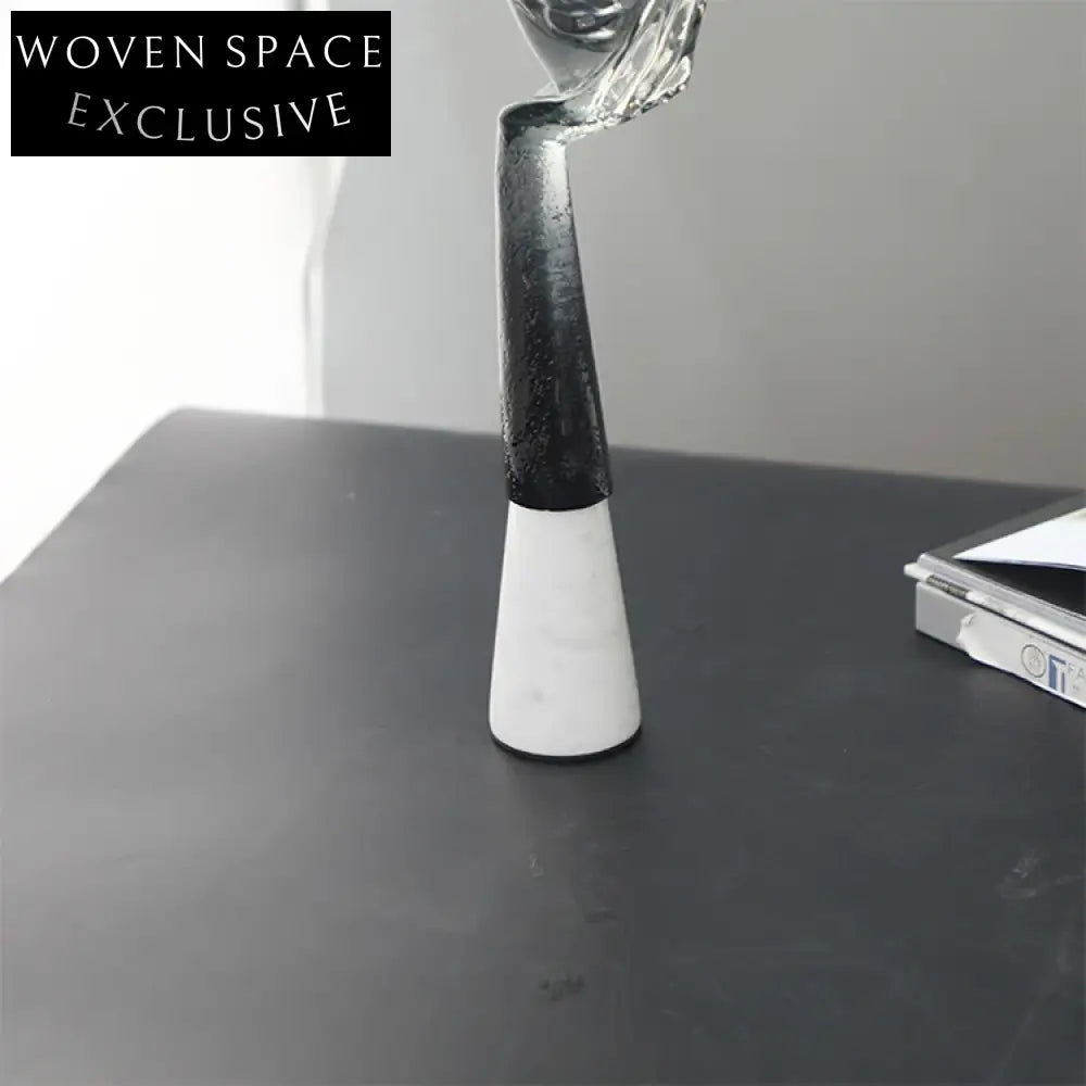 Modern Abstract Human Face Resin Sculpture Marble Base Home Office Decor