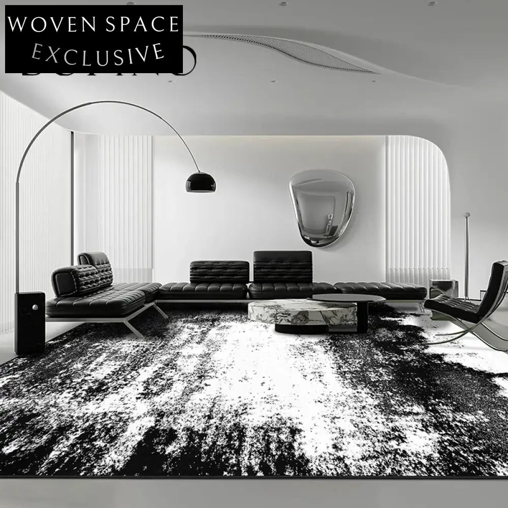 Modern Abstract Ink Pattern Polyester Area Rug for Contemporary Home Decor