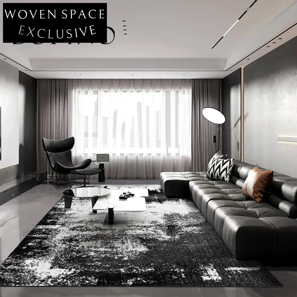 Modern Abstract Ink Pattern Polyester Area Rug for Contemporary Home Decor