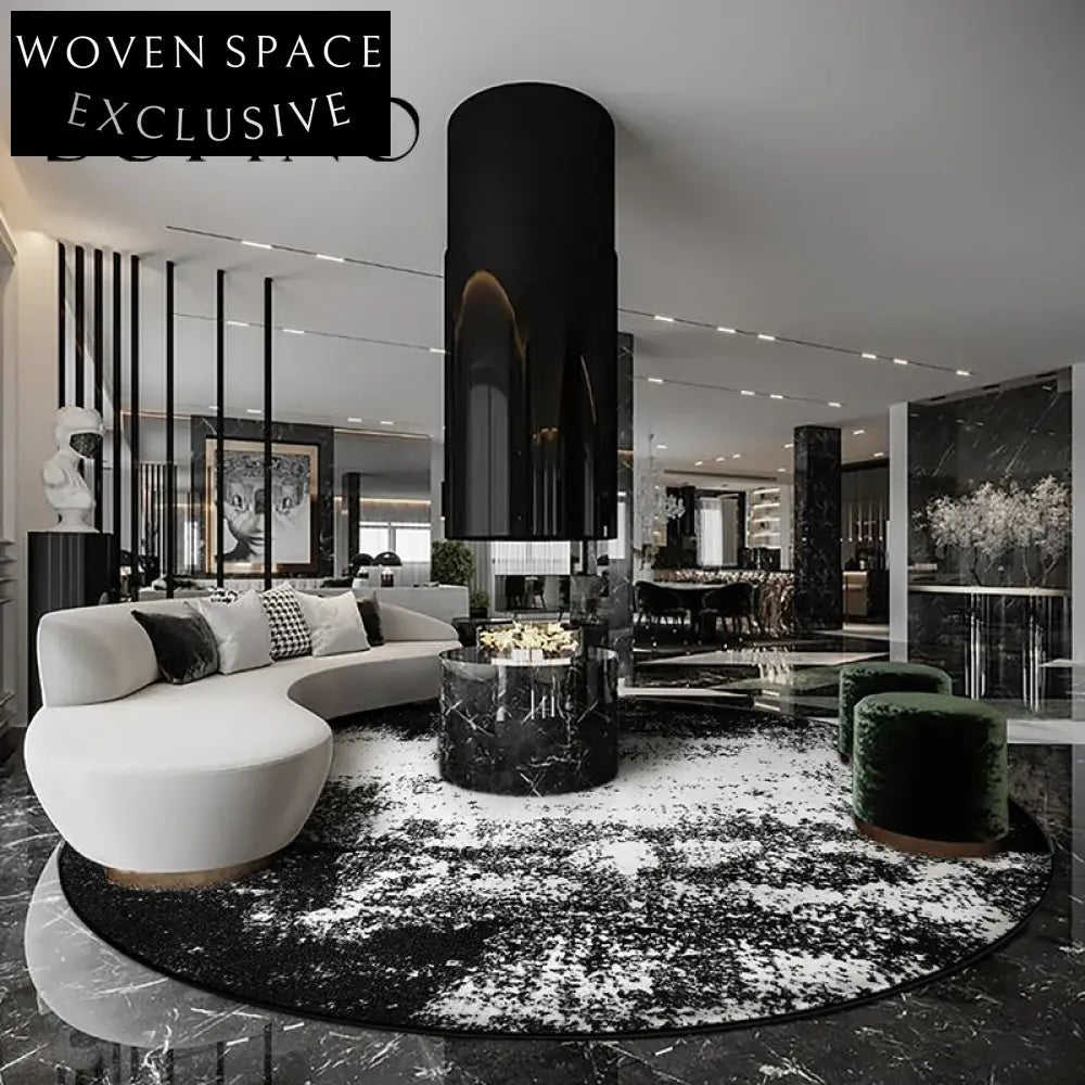Modern Abstract Ink Pattern Polyester Area Rug for Contemporary Home Decor