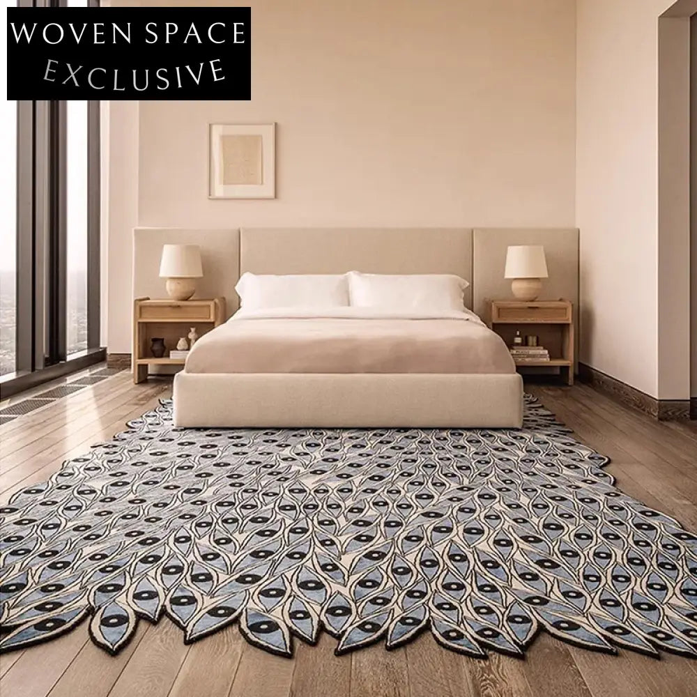 Modern Abstract Irregular Area Rug Handmade Filament Silk Luxury Living Room Carpet