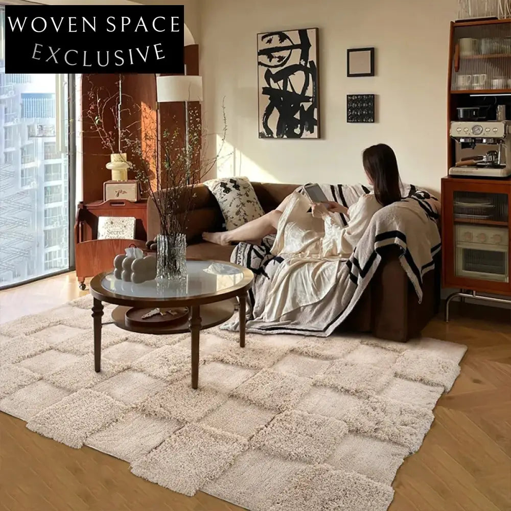 Modern Abstract Pattern Silk Milk-Blend Bedroom Area Rug for Home Decor