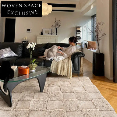 Modern Abstract Pattern Silk Milk-Blend Bedroom Area Rug for Home Decor