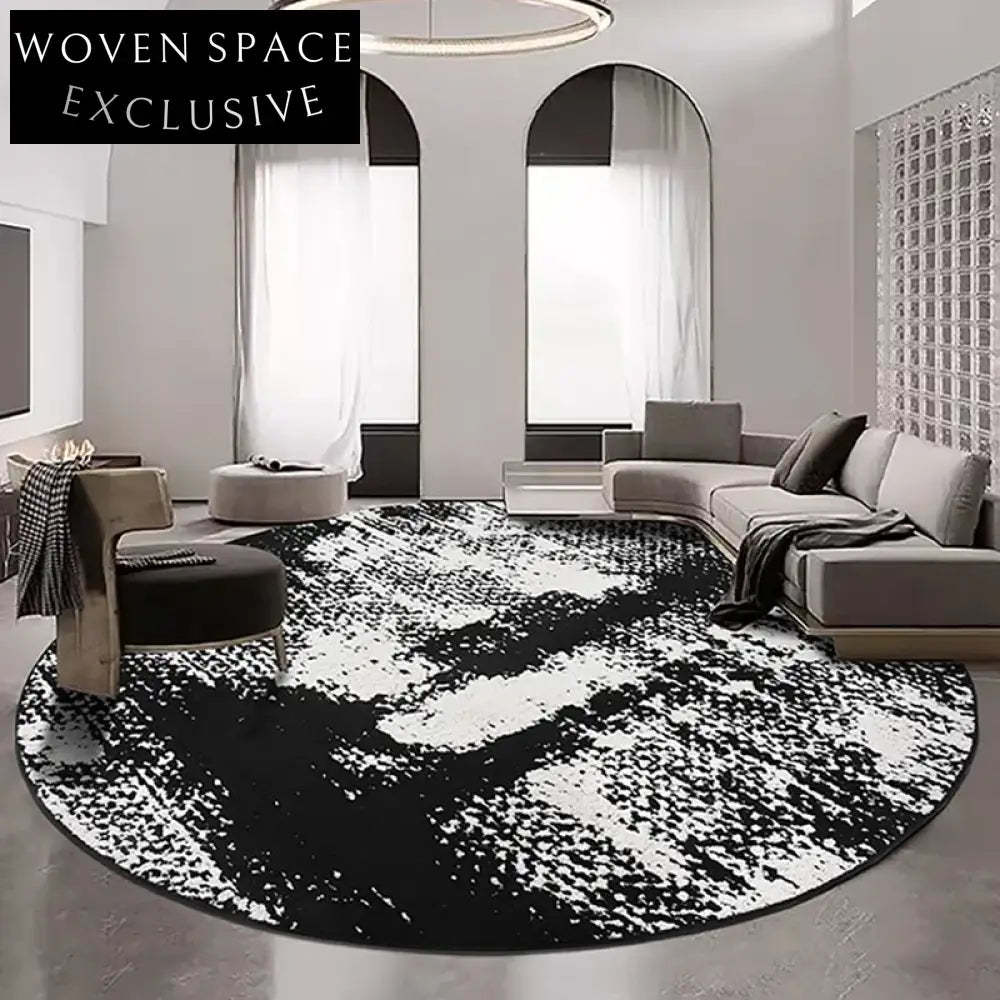 Modern Abstract Round Diatom Fiber Waterproof Stain-Resistant Living Room Carpet