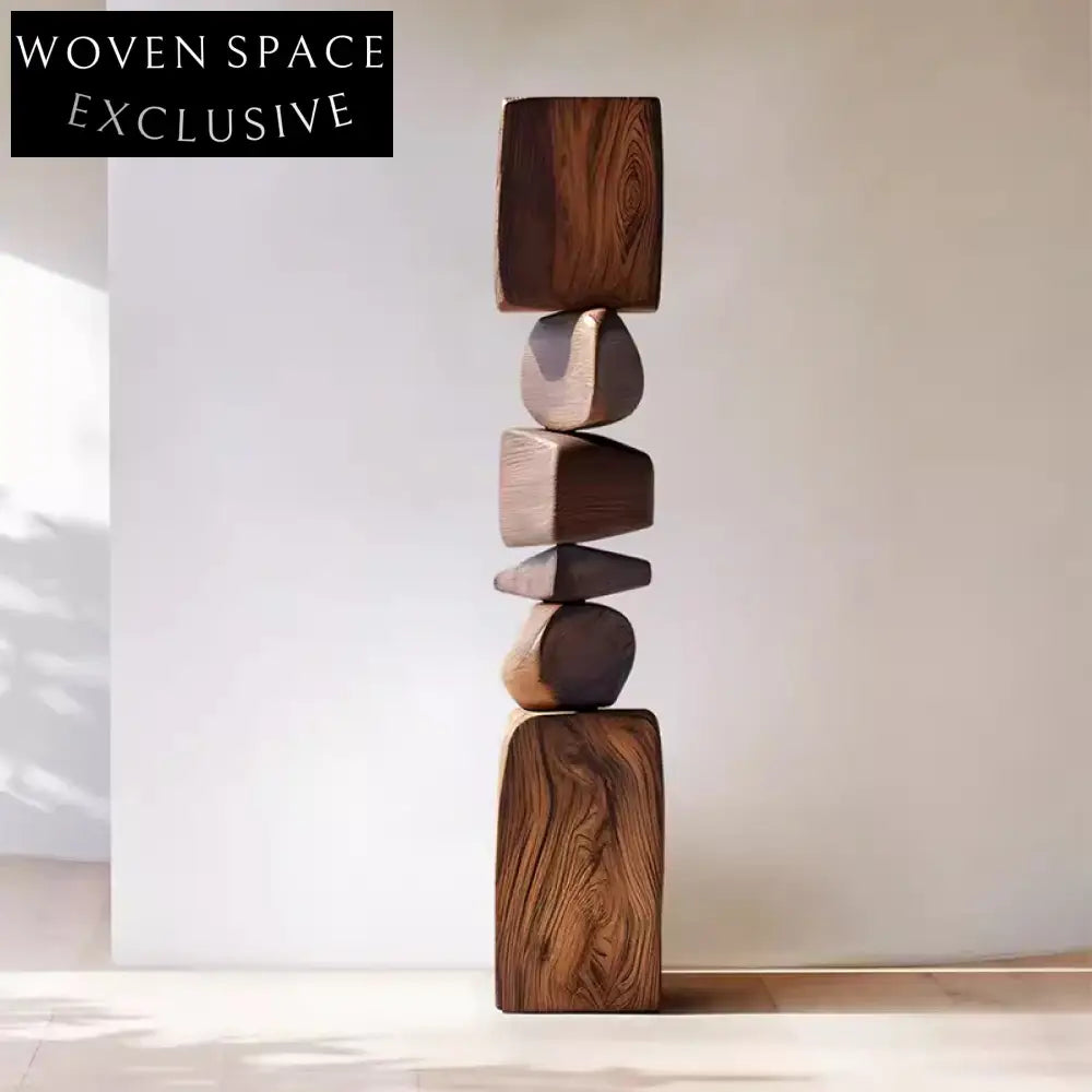 Modern Abstract Tall Solid Wood Floor Art Sculpture for Elegant Home