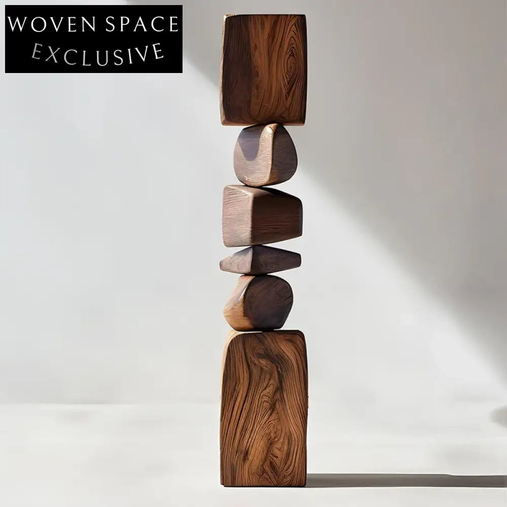 Modern Abstract Tall Solid Wood Floor Art Sculpture for Elegant Home