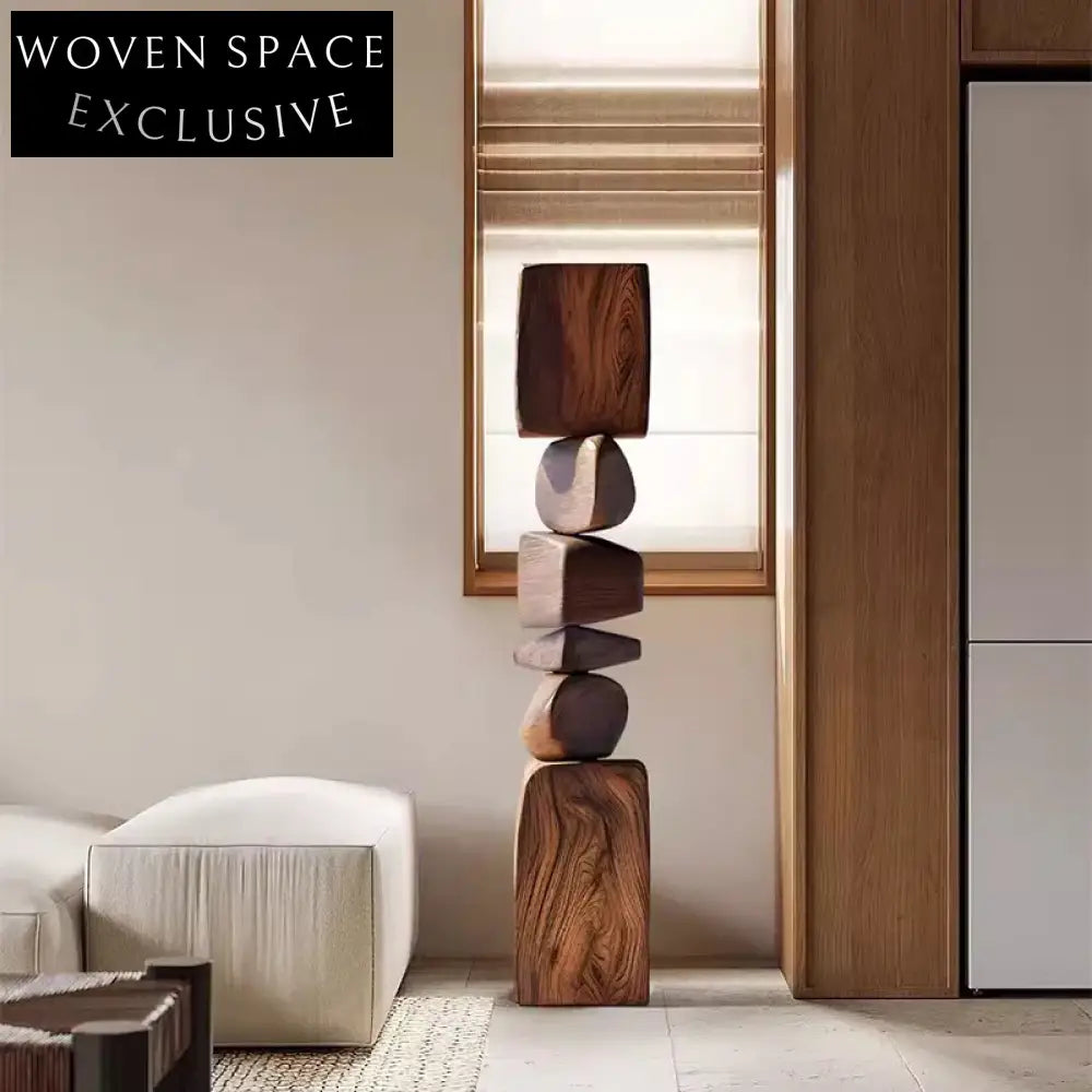 Modern Abstract Tall Solid Wood Floor Art Sculpture for Elegant Home