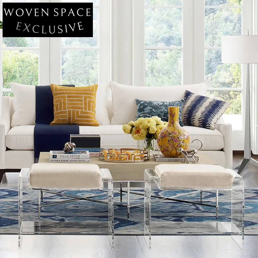 Modern Acrylic Base Fabric Seat Bench for Entryway and Dressing Room