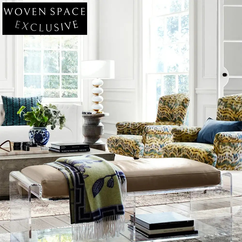 Modern Acrylic Base Fabric Seat Bench for Entryway and Dressing Room