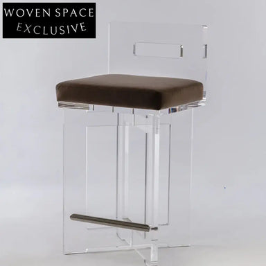 Modern Acrylic Frame Bar Stool with High-Density Sponge Cushion Backrest