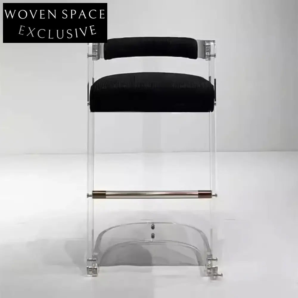 Modern Acrylic Frame Bar Stool with High-Density Sponge Cushion Backrest