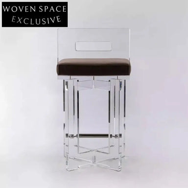 Modern Acrylic Frame Bar Stool with High-Density Sponge Cushion Backrest