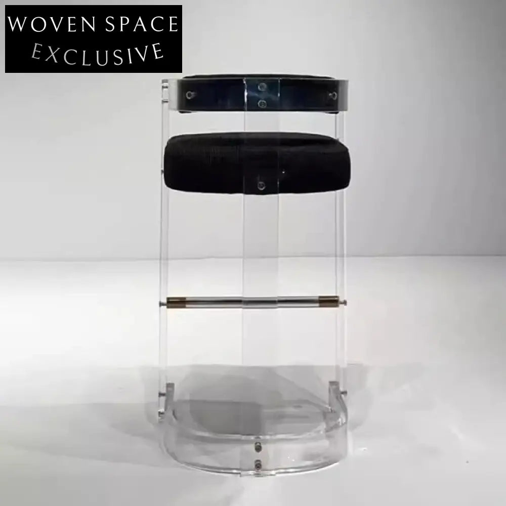 Modern Acrylic Frame Bar Stool with High-Density Sponge Cushion Backrest