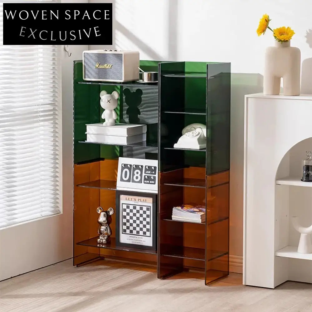 Modern Acrylic Living Room Side Table, Durable Plastic Storage Rack Organizer