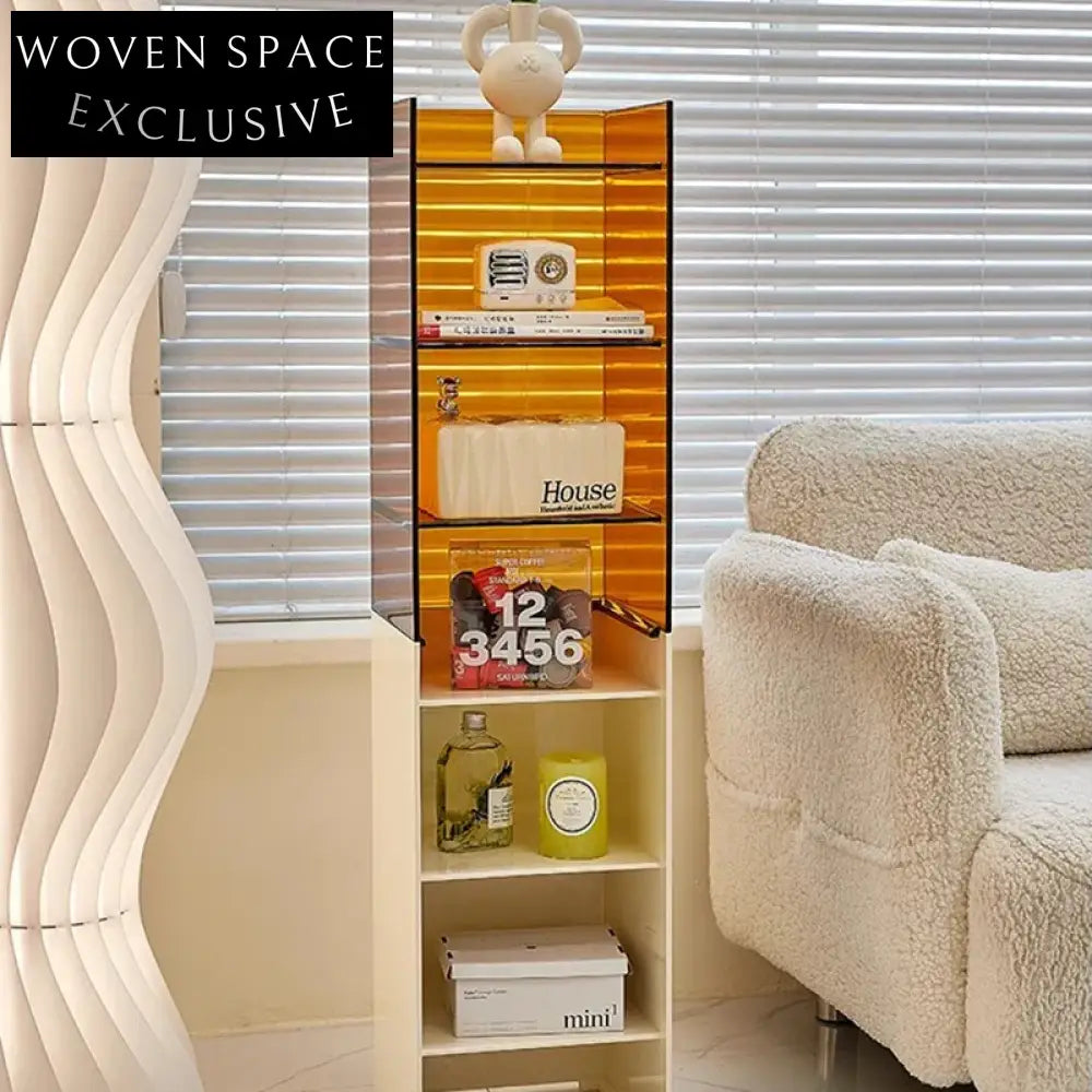 Modern Acrylic Living Room Side Table, Durable Plastic Storage Rack Organizer