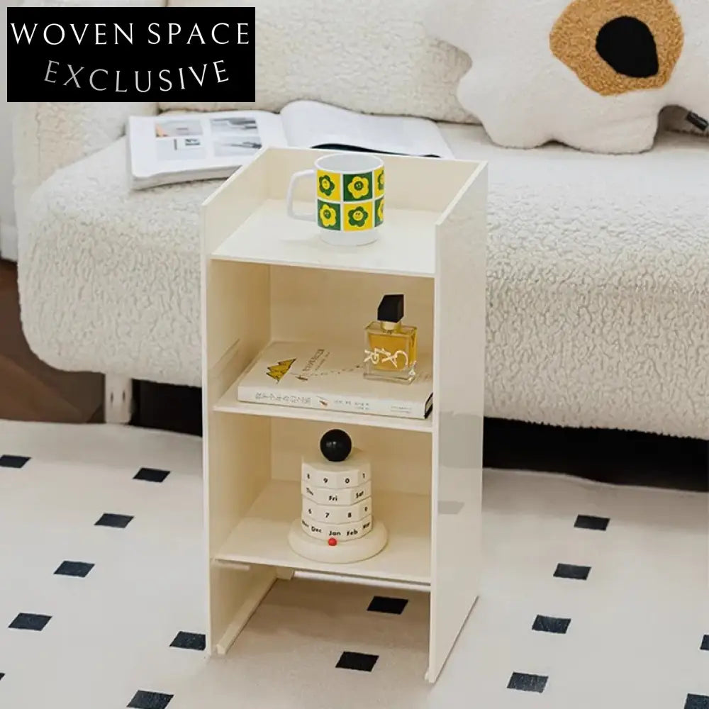 Modern Acrylic Living Room Side Table, Durable Plastic Storage Rack Organizer