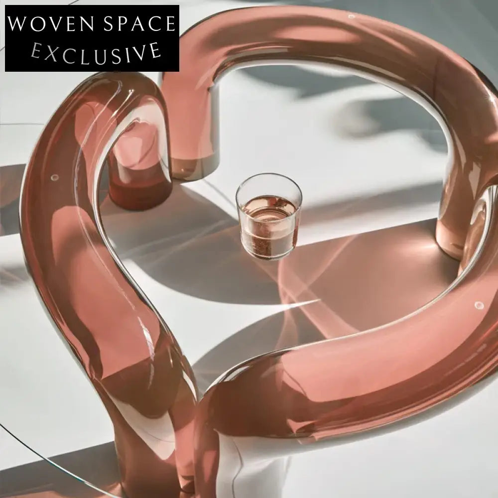 Modern Acrylic Round Transparent Red Waterpipe Design Coffee Table