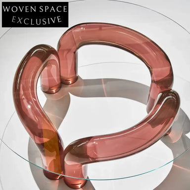 Modern Acrylic Round Transparent Red Waterpipe Design Coffee Table