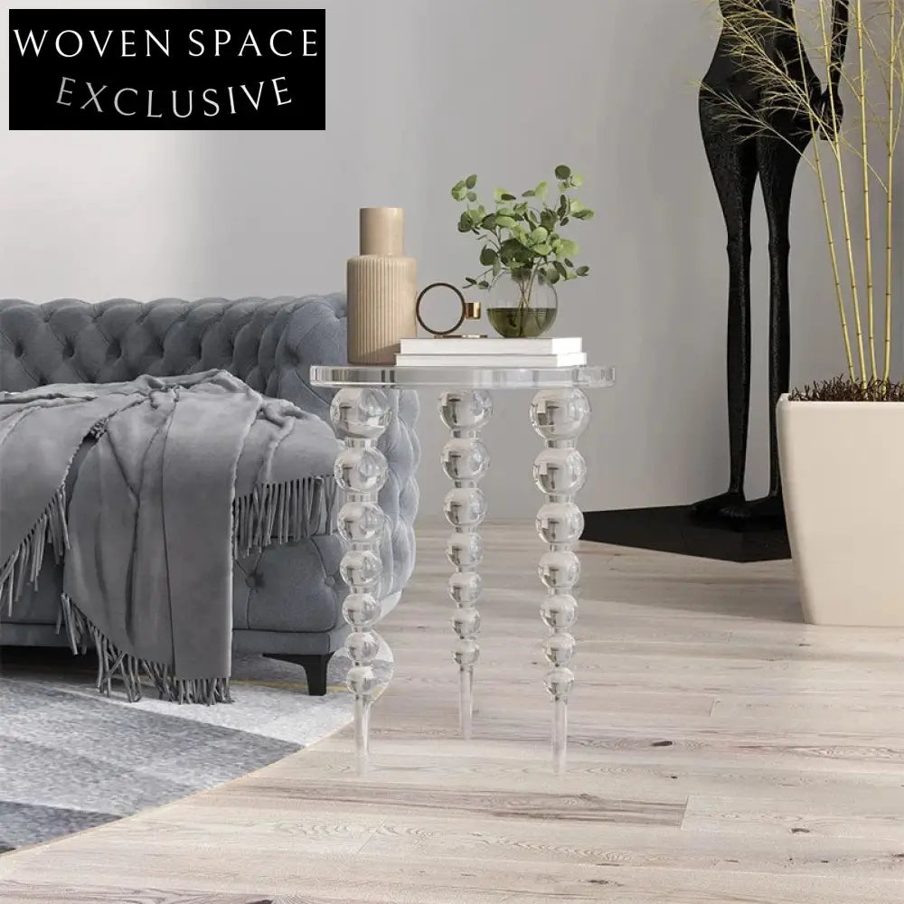 Modern Acrylic Transparent Coffee Table with Unique Raindrop Legs for Living Space