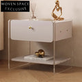 Modern Acrylic Wood Nightstand with Drawer - Minimalist Home Bedside Table