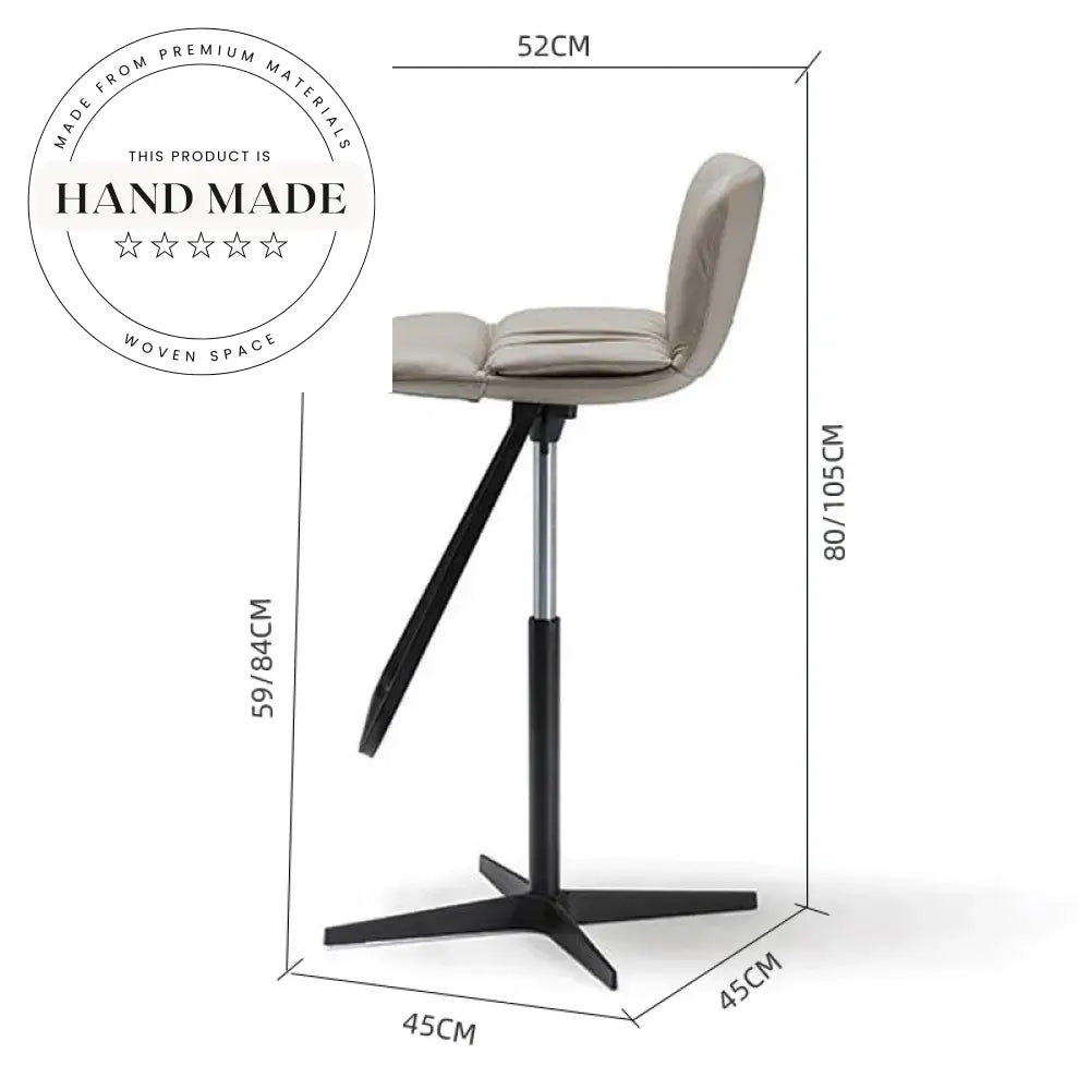 Modern Adjustable Height Stainless Steel Leather Swivel Bar Stool Chair