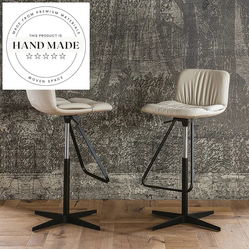 Modern Adjustable Height Stainless Steel Leather Swivel Bar Stool Chair