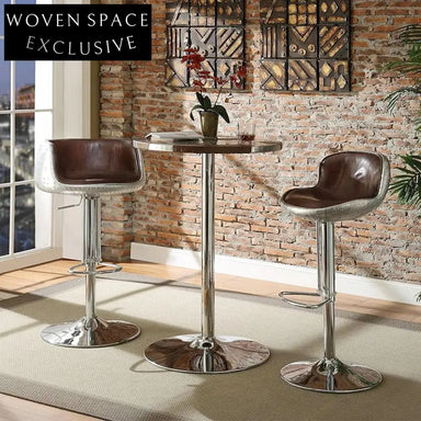 Modern Adjustable Leather Upholstered Swivel Metal Counter Height Bar Stool