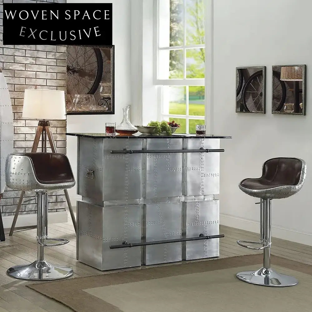 Modern Adjustable Leather Upholstered Swivel Metal Counter Height Bar Stool