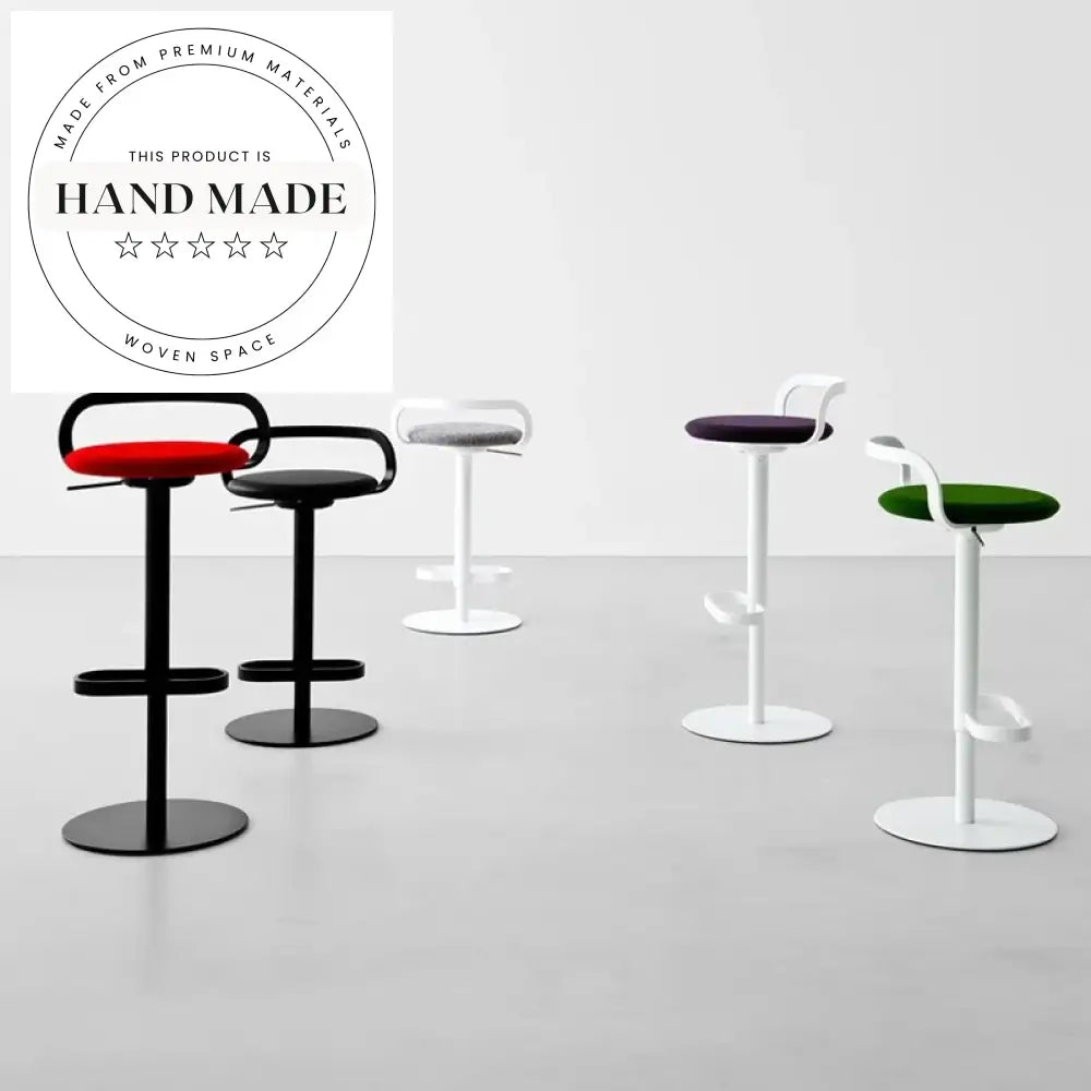 Modern Adjustable Swivel Bar Stool with Leather Seat and Metal Base
