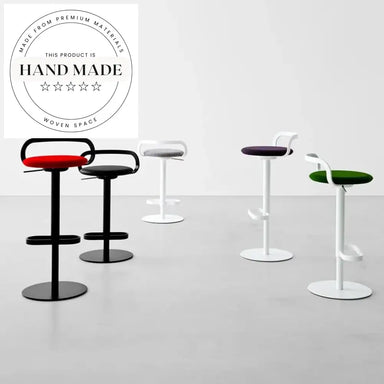 Modern Adjustable Swivel Bar Stool with Leather Seat and Metal Base