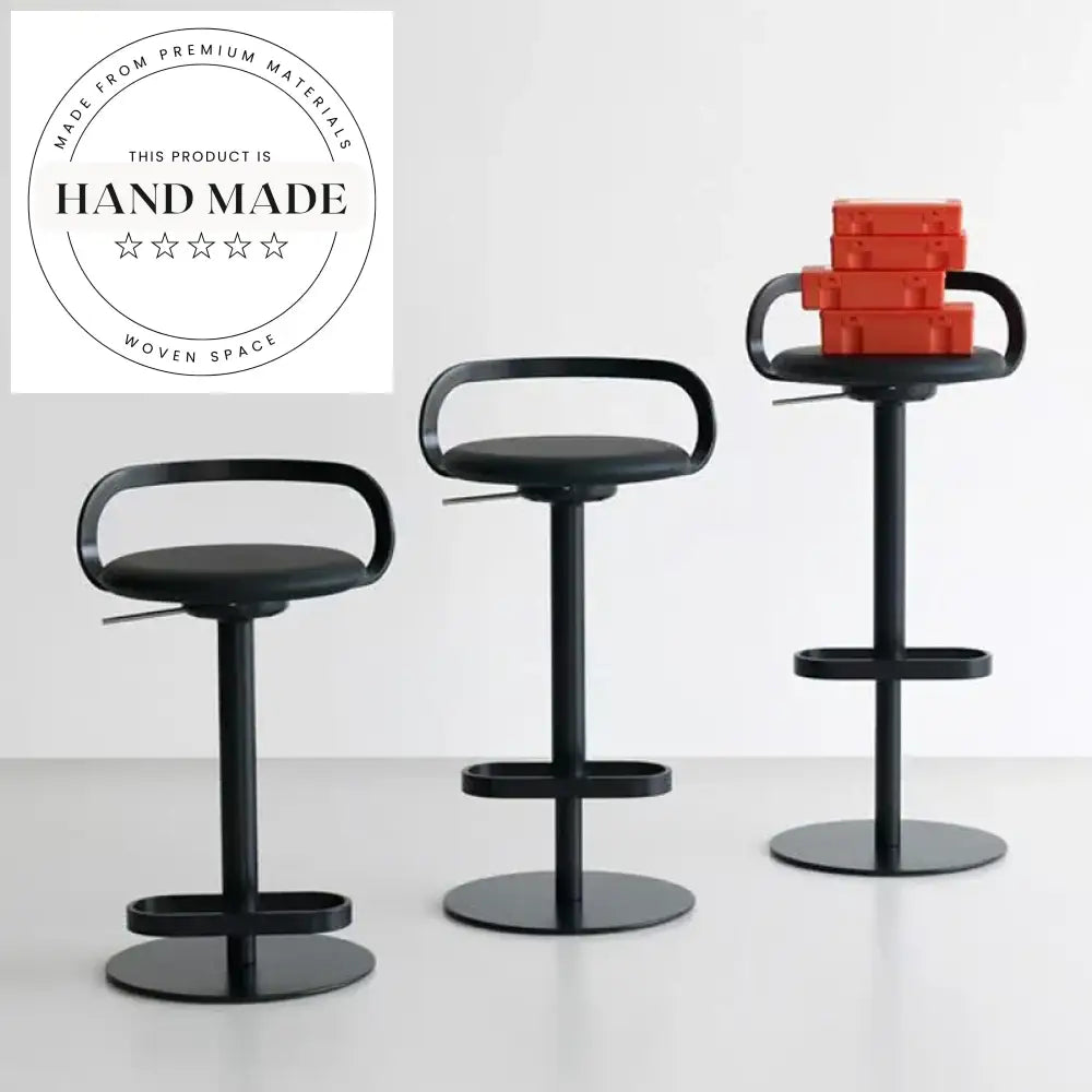 Modern Adjustable Swivel Bar Stool with Leather Seat and Metal Base
