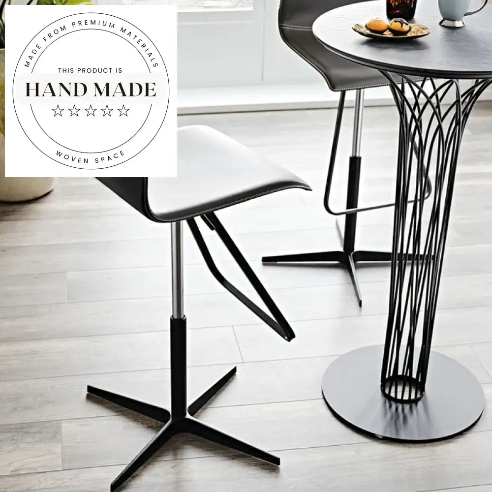 Modern Adjustable Swivel High-Back Leather Bar Stool with Steel Base