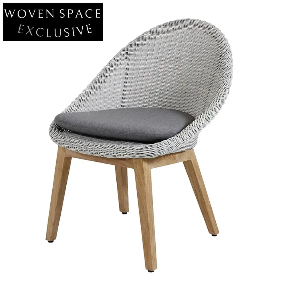 Modern All-Weather Teak Woven Rope Outdoor Patio Bistro Dining Chair