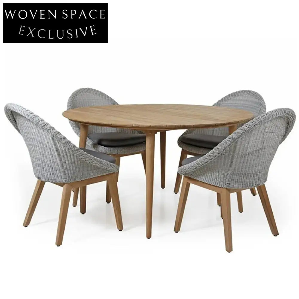 Modern All-Weather Teak Woven Rope Outdoor Patio Bistro Dining Chair